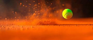 Tennisbal stuitert over de gravelbaan van Poster Art Shop