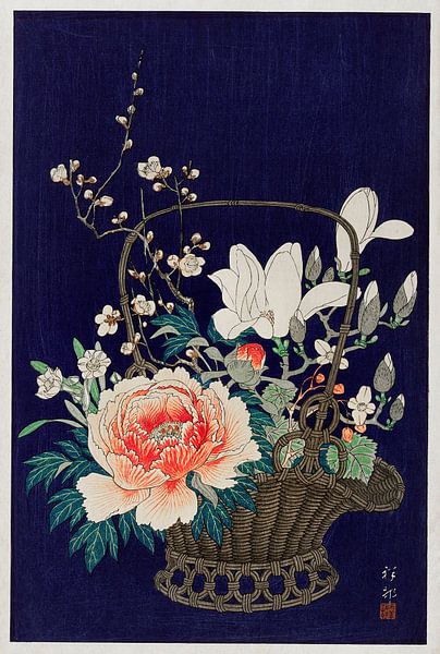 Blumenkorb aus Bambus (1932) von Ohara Koson von Studio POPPY