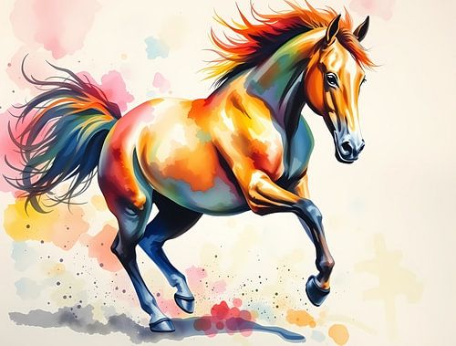 Paard in coloursplash