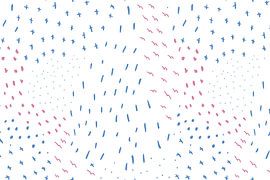 Crosses, lines and dots in pastel and neon. Cobalt blue, raspberry pink and white. by Dina Dankers