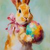 Farbenfroher Osterhase mit bemaltem Ei von But First Framing