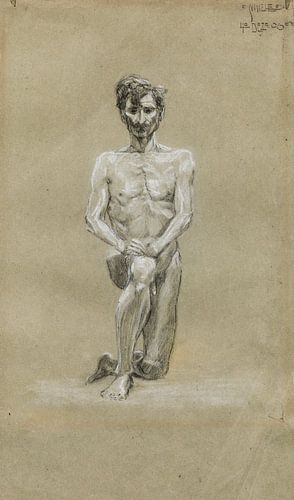 Egon Schiele, knielend mannelijk naakt, 1906