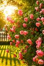 Magnifique rosier dans le contre-jour doré du soleil par Raphael Koch Aperçu