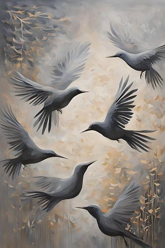 Elegant Fly Birds Schilderij
