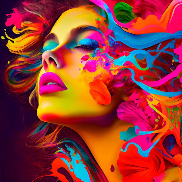 Vrouwen gezicht Pop-Art. Deel 7 van Maarten Knops