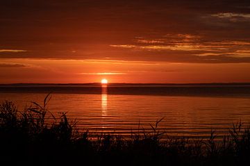 Zomerse zonsondergang Vadstena - Vattern meer - Zweden van Vincent D'hondt