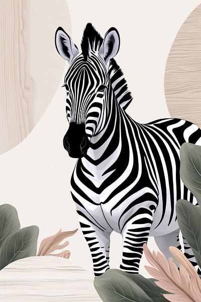 Zebra mit botanischen Elementen von Art & Soul Creations