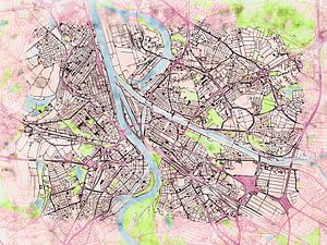 Karte von Mannheim im stil 'Soothing Spring'
