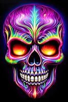 Vibrant Neon Skull 04 Purple
