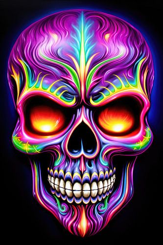 Vibrierende Neon Totenkopf 04 Lila