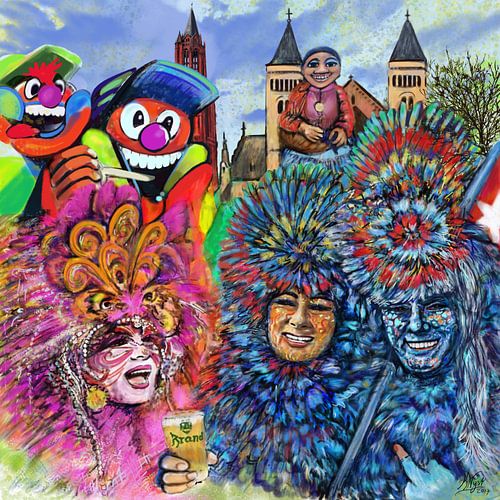 Carnaval Vrijthof avec Mooswief et l'église Saint Servatius 2017