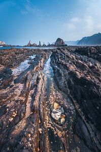 Asturias Playa Gueirua plage avec des rochers