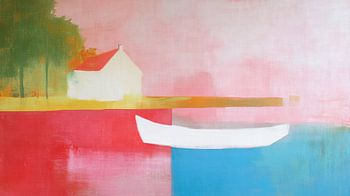 Hollands landschap in abstracte expressieve kleuren