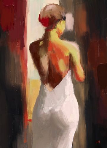 Vrouw schilderij, modern, kleurig, vrolijk