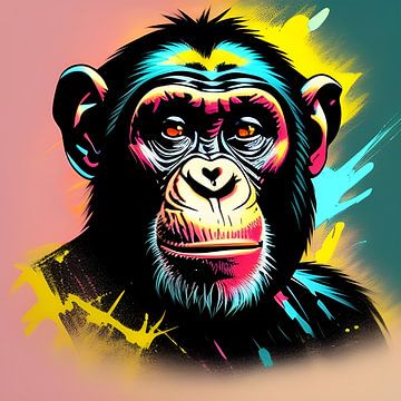 Chilly Chimpanzee, portrait d'un singe sur The Art Kroep