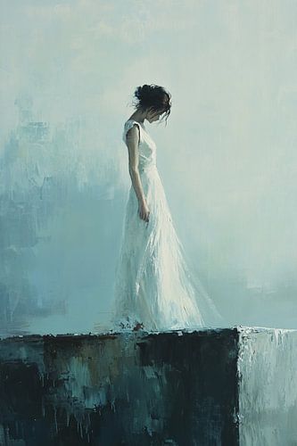 Elegante vrouw bij muur