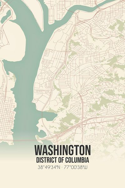 Vintage map of Washington (District of Columbia), USA. by Prints of Place