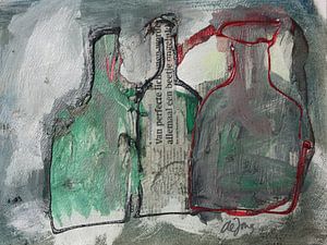 Flessen (met groen) sur Leo de Jong