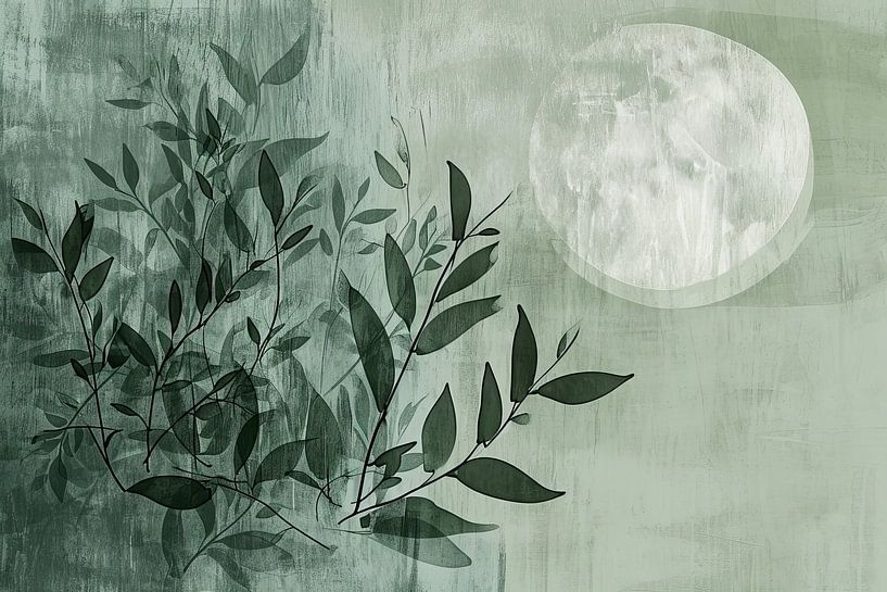 Green Abstract | Green Moon by Wonderful Art
