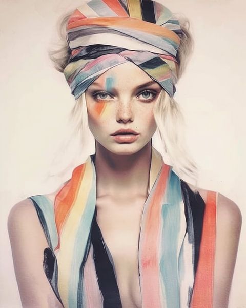 Modern portret &quot;Stripes&quot; van Carla Van Iersel
