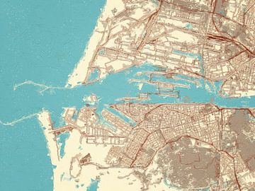 Carte de IJmuiden dans le style Blue & Cream sur Map Art Studio