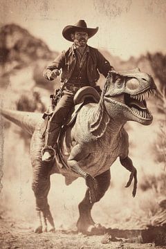 Dinosaurus cowboy van Poster Art Shop