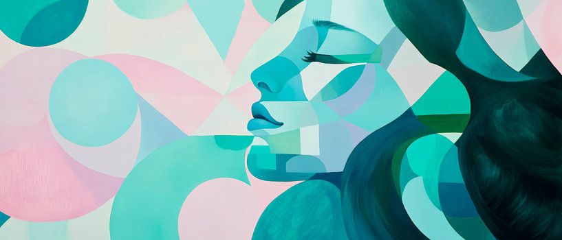 Colourful portrait of a woman - Abstract by Poster Art Shop