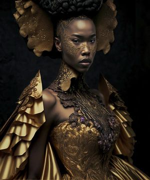 Mode, Avantgarde, Goldenes Hochzeitskleid von Hive Arts Studio