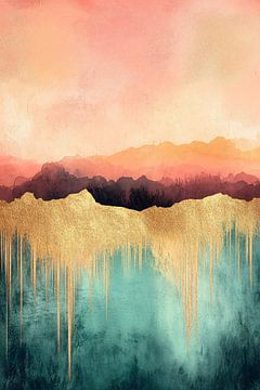 Liquid Horizon in Pastell und Gold Nr. 1 von Studio BB