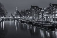 Singel à Amsterdam le soir en noir et blanc - 3 par Tux Photography Aperçu