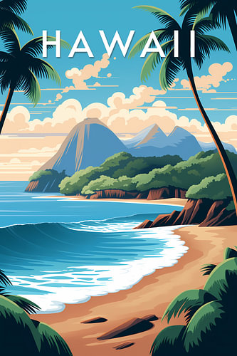 Hawaii-Küste | Reiseplakat „Tropische Insel“