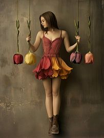 Holding with tulips by Ineke VJ