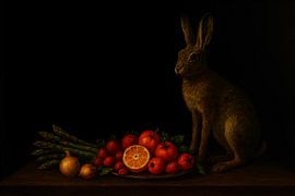 Still life with hare and fruit in old masters style by Kleurenrijk