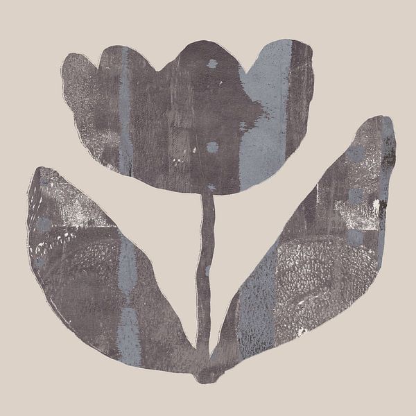 Floral silhouettes. Tulip in taupe and white. by Dina Dankers