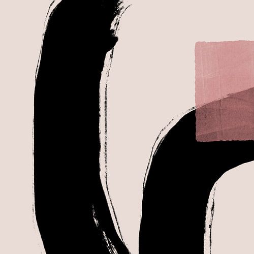 Abstract minimalistisch wabi-sabi. Zwarte inktlijnen nr. 7