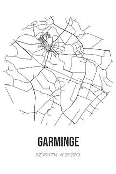 Garminge (Drenthe) | Landkaart | Zwart-wit van Rezona