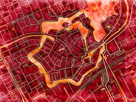 Carte de Woerden centrum avec le style 'Amber Autumn' sur Maporia