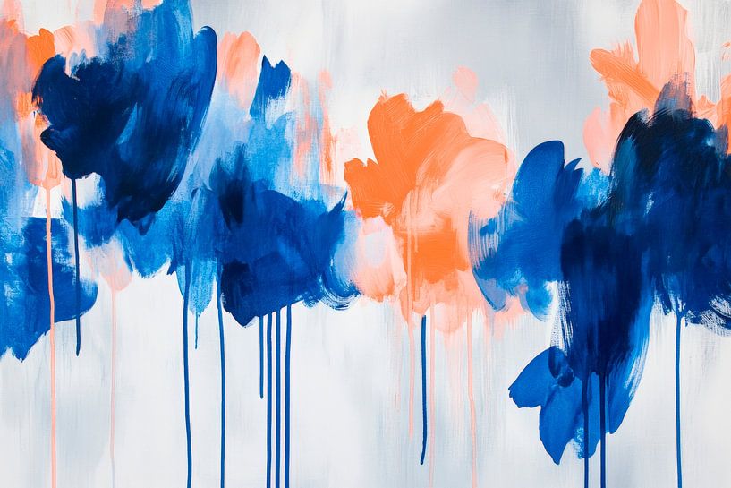 Farbenfrohe Trauer – Abstrakte Blüten  Wasserfall der Emotio von Poster Art Shop