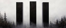Des colonnes sombres dans le brouillard sur Poster Art Shop