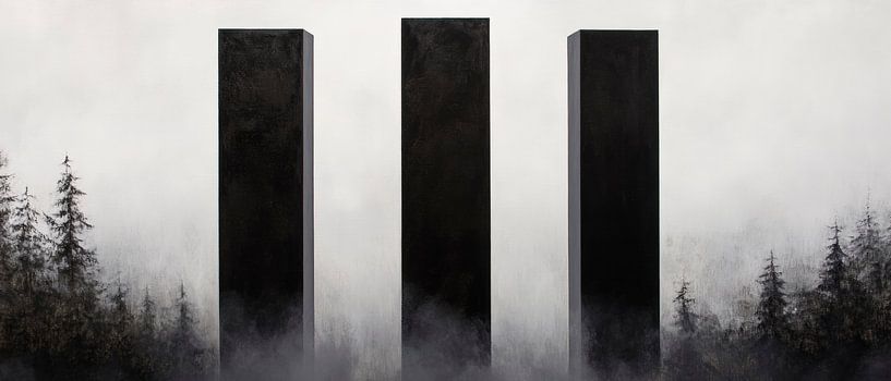 Des colonnes sombres dans le brouillard par Poster Art Shop