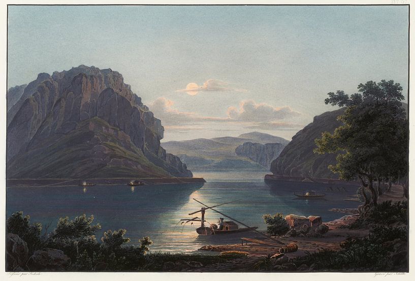 Vue des rochers de Lourley et de la pêche au saumon, Johann Ludwig Bleuler par Des maîtres magistraux