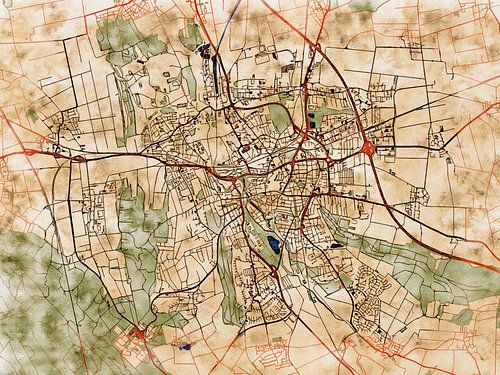 Kaart van Hildesheim in de stijl 'Serene Summer'
