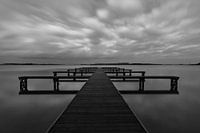 jetty in black and white