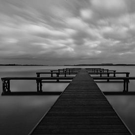 jetty in black and white by Jan van de Riet