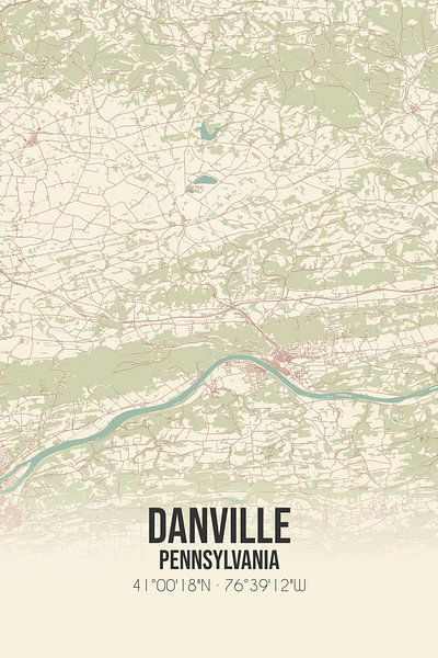 Carte ancienne de Danville (Pennsylvanie), USA. par Affiches de lieux