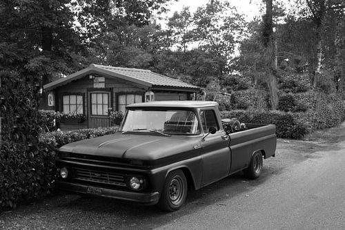 Chevrolet pick up zwart wit