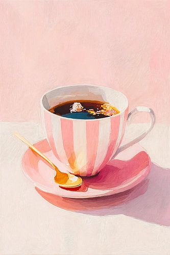 Koffietijd in roze streepjes no.1
