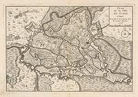 Carte de Gand (Belgique) anno ca 1745, avec cadre blanc