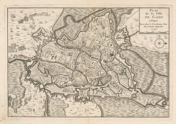 plattegrond van Gent (België) anno ca 1745