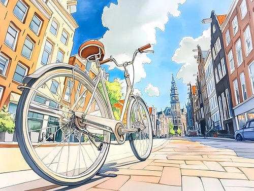 markers schetsstijl van nederlandse zomer en fiets
